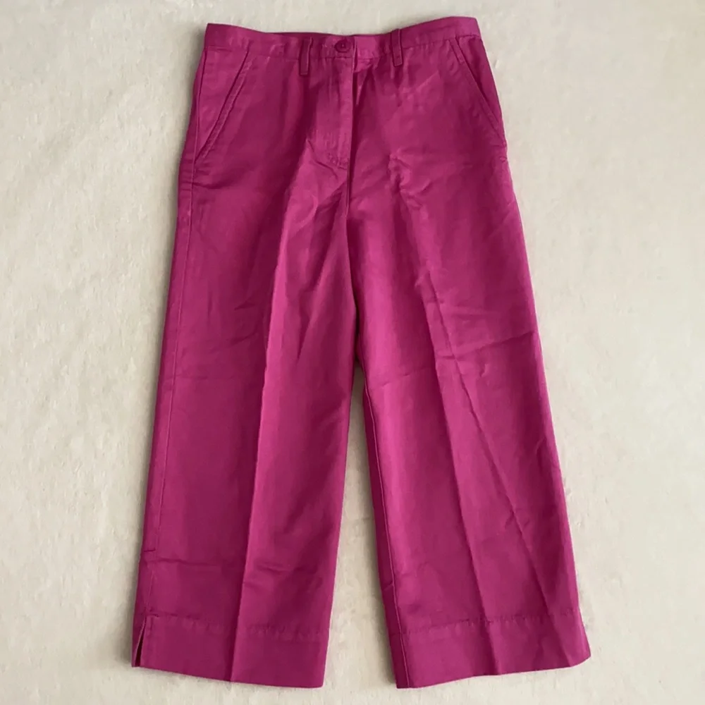 {NWT/VTG} Talbots Kids | High Waisted Wide Leg Cropped Pants Cotton Lyocell Pink - Picture 13 of 13